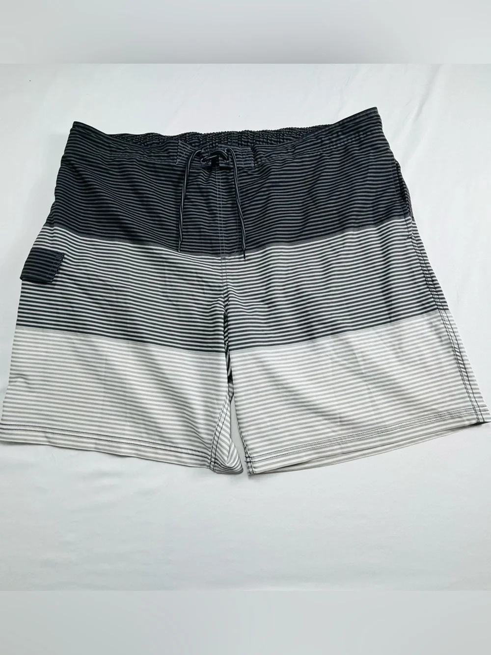 Men's Black & White Striped Swim Trunks M570